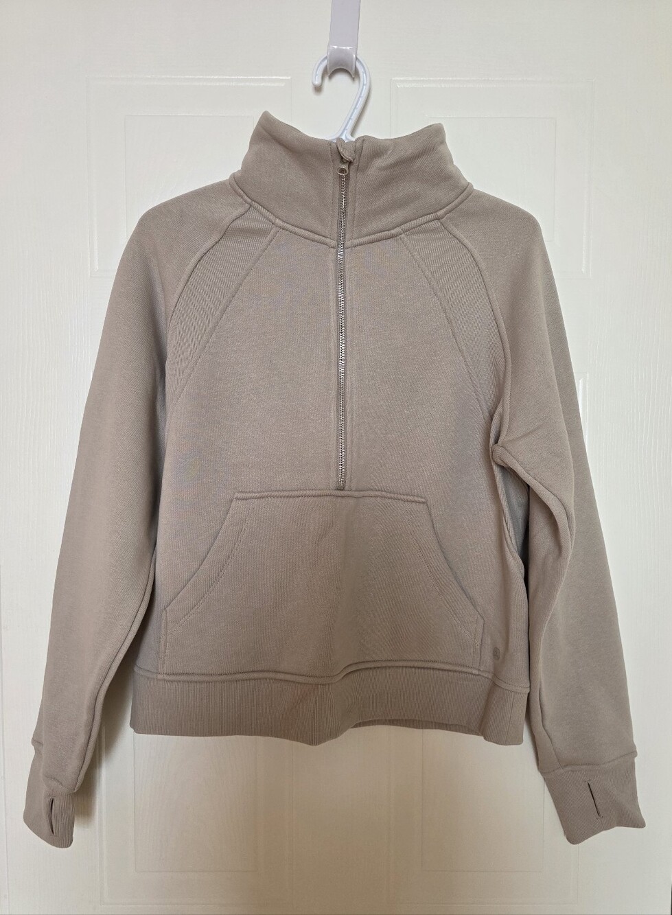 Danskin Half-Zip Funnel Neck Sweater in Taupe Small